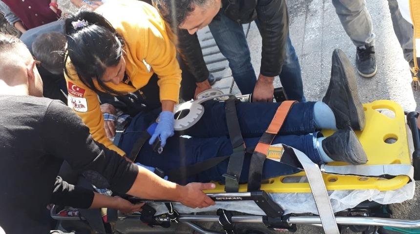 Kamyonetin &ccedil;arptığı bisikletli yaralandı