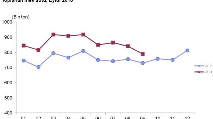 Toplanan inek sütü miktarı Eylül ayında yüzde 8.1 arttı