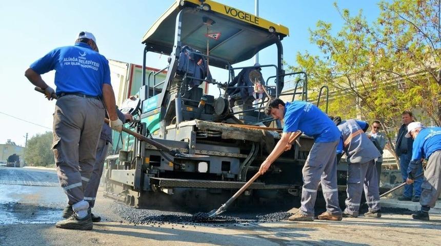 Aliağa&rsquo;da 124 bin ton asfalt serildi
