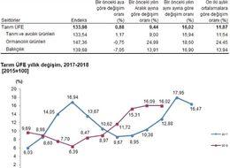 Tarım ÜFE Ekim’de yıllık yüzde 16.02 arttı