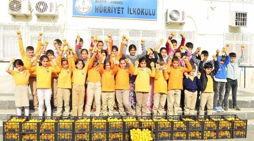 Minik &ouml;ğrencilere narenciye s&uuml;rprizi
