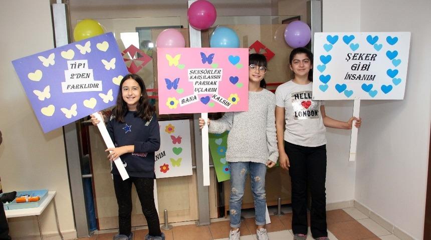 D&uuml;nya Diyabet G&uuml;n&uuml;&rsquo;nde &ccedil;ocuk hastalara dikkat &ccedil;ektiler