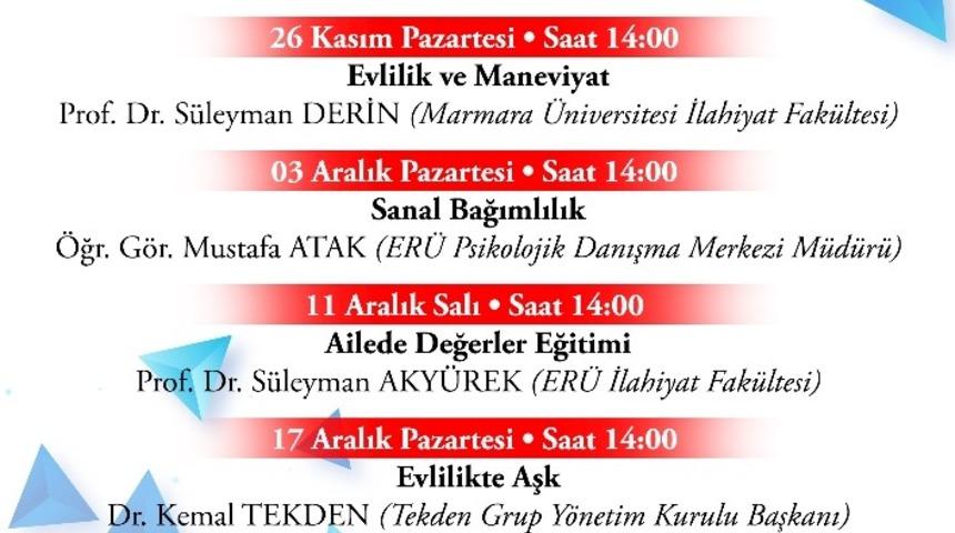 ERÜ’de “Evlilik Okulu” Seminerleri 26 Kasım’da Başlıyor