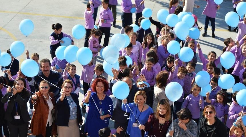 Diyabete karşı &ouml;ğrencilerden mavi balon