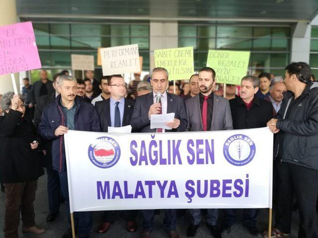 Sağlık-Sen Malatya Şubesinden Döner Sermaye protestosu