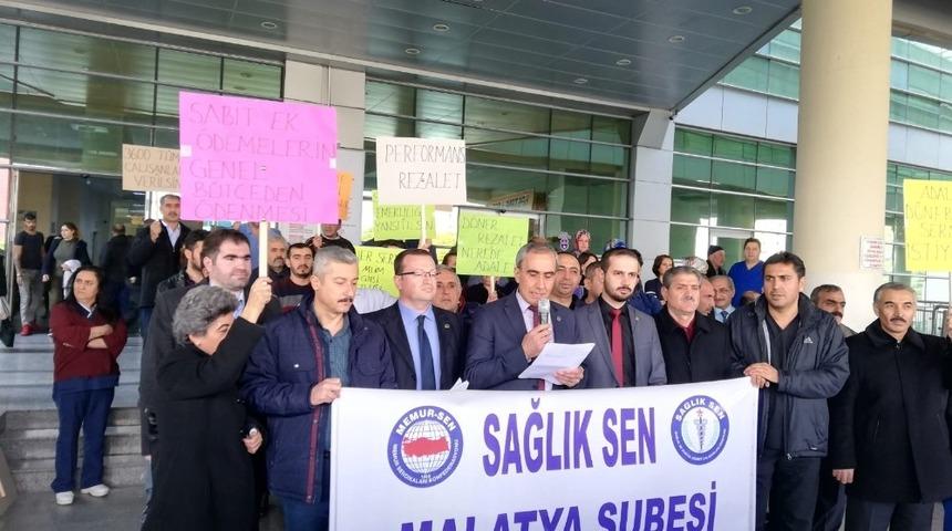Sağlık-Sen Malatya Şubesinden D&ouml;ner Sermaye protestosu