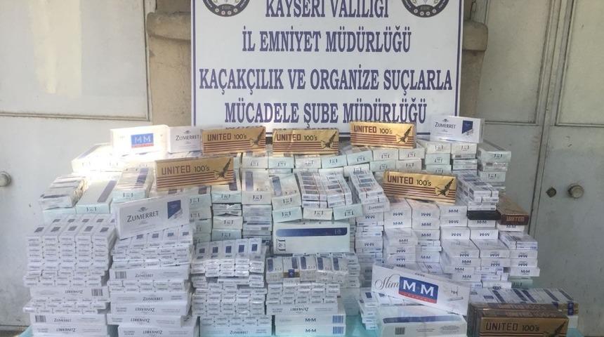 Kayseri&rsquo;de 2 bin 960 paket ka&ccedil;ak sigara ele ge&ccedil;irildi