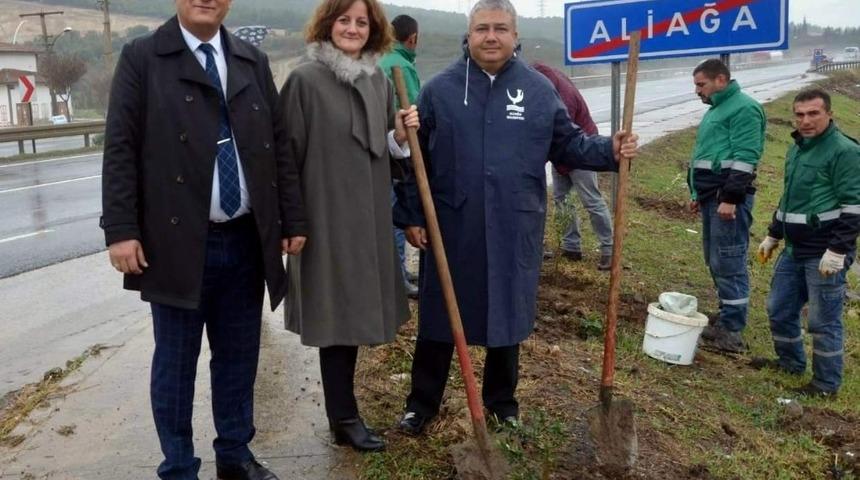 Aliağa&rsquo;da bin zeytin fidanı toprakla buluştu