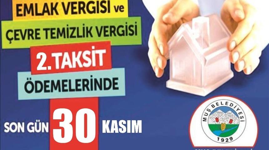 Muş Belediyesinden emlak ve &ccedil;evre temizlik vergisi uyarısı