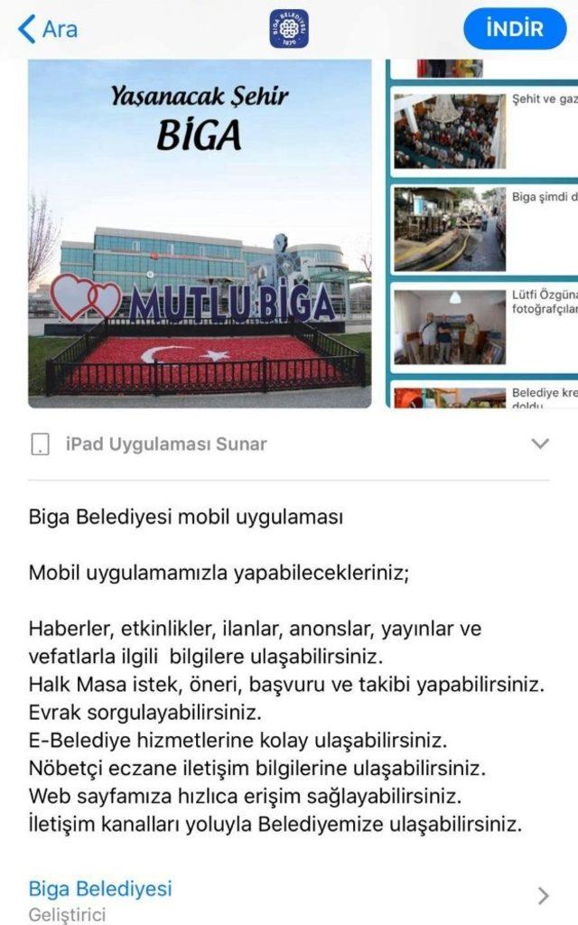 Biga Belediyesi mobil uygulaması yayında