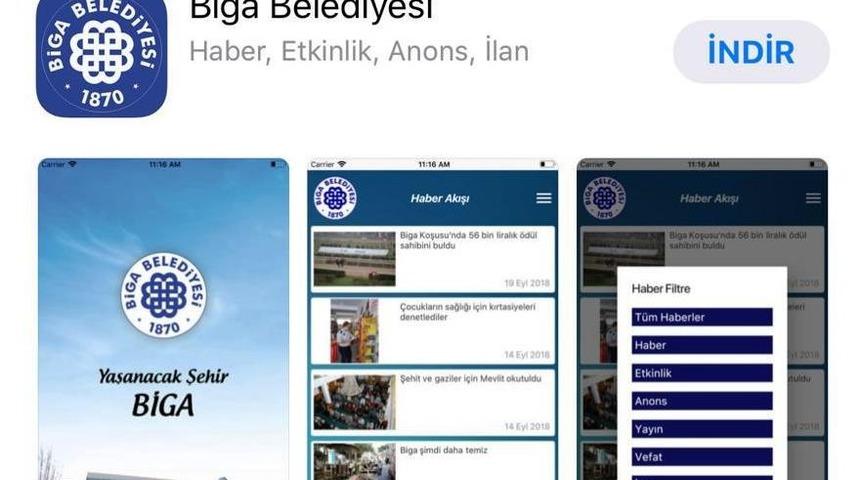 Biga Belediyesi mobil uygulaması yayında