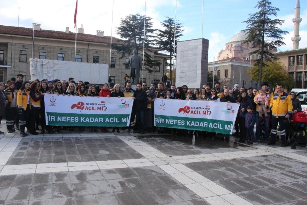 Eskişehir 112 &ccedil;alışanlarından farkındalık y&uuml;r&uuml;y&uuml;ş&uuml;