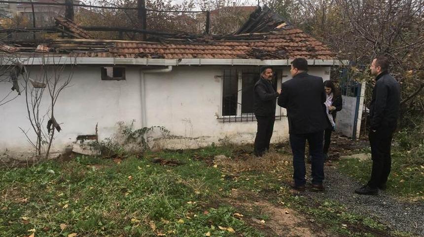 Ergene Belediyesinden evi yanan aileye yardım eli