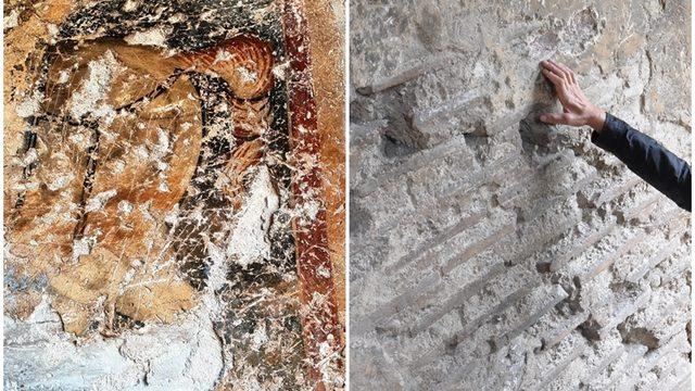 Roma döneminden kalma fresk, yontularak çalındı