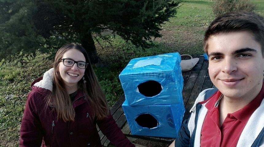 Sa&uuml;&rsquo;l&uuml; &ouml;ğrenciler kedi evi yaptı