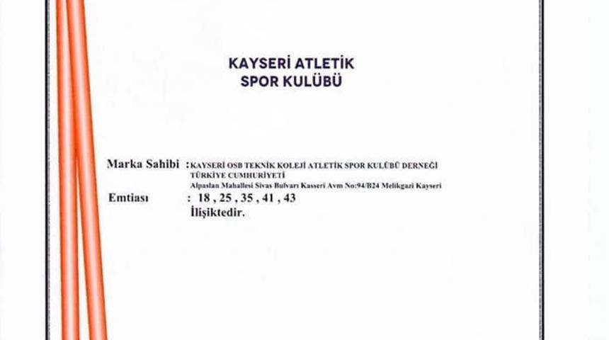 Kayseri Atletik Spor Kul&uuml;b&uuml; tescillendi
