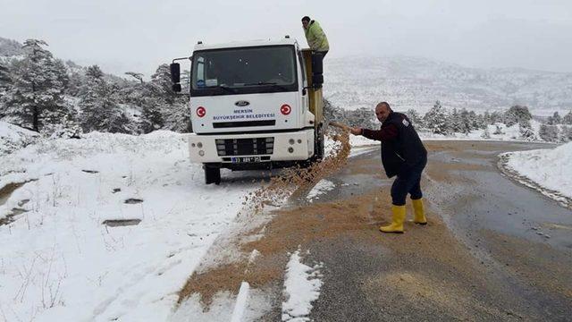 Mersin Büyükşehir Belediyesi ekipleri, Mut’ta karla mücadelesi aralıksız devam ediyor