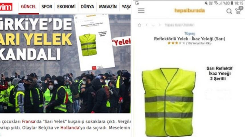 Takvim Hepsiburada'yı 'Sarı Yelek'lerde indirimle suçladı! Satış sitesinden yanıt gecikmedi...