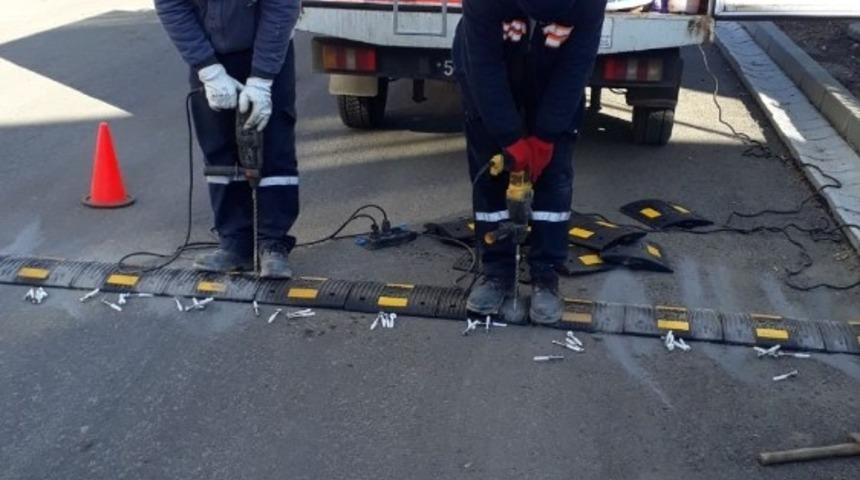 Ergene’ye hız düşürücü kasisler monte ediliyor