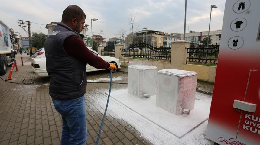 G&uuml;rsu&rsquo;da yeraltı &ccedil;&ouml;p konteynerleri temizleniyor