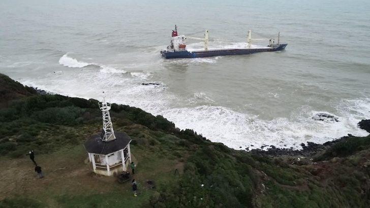 Şile'de karaya oturan gemi havadan görüntülendi G1