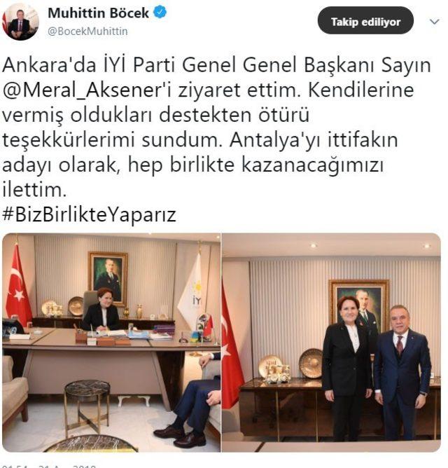 Böcek, Akşener ile görüştü