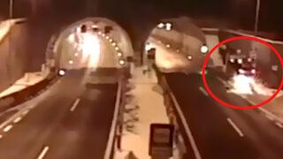 Araç tünele girerken bir anda uçmaya başladı