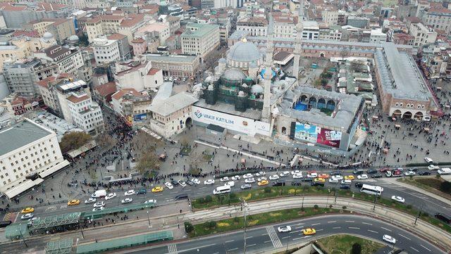 Milli Piyango kuyruğu havadan böyle fotoğraflandı