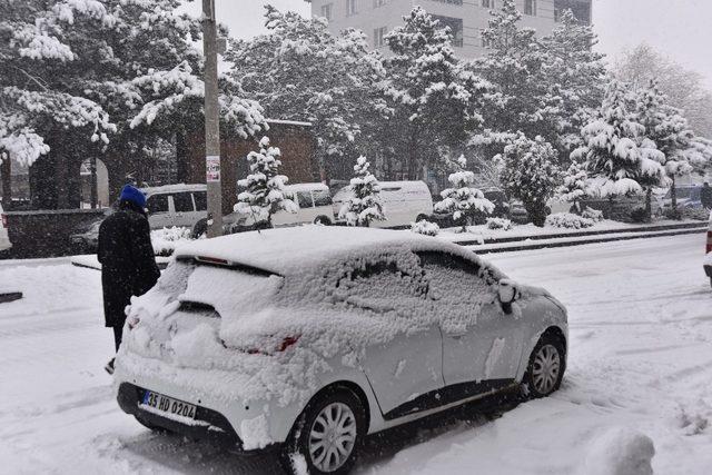 Ahlat’ta kar yağışı