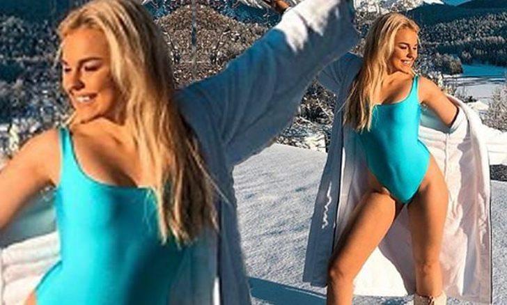 Dondurucu soğuğa aldırış etmedi mayoyla poz verdi  G2