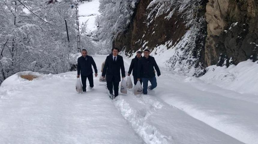 K&uuml;rt&uuml;n&rsquo;de yaban hayvanları i&ccedil;in doğaya yem bırakıldı