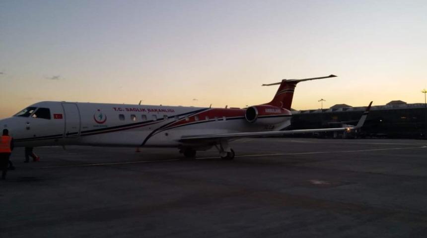 Uçak ambulans 4 günlük Muhammed Baki için havalandı