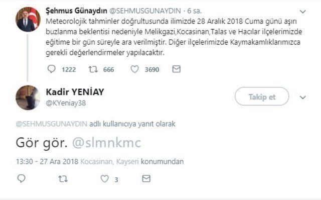 Kayseri Valisi Günaydın Trend Topic oldu