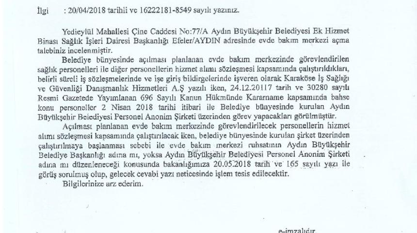 Aydın B&uuml;y&uuml;kşehir&rsquo;den &ldquo;Evde Bakım Hizmeti&rdquo; a&ccedil;ıklaması