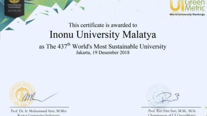 İn&ouml;n&uuml; &Uuml;niversitesi yeşil kamp&uuml;s sıralamasında y&uuml;kselişte