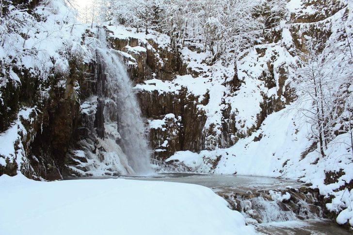 Çağlayandibi Şelalesi buz tuttu G1