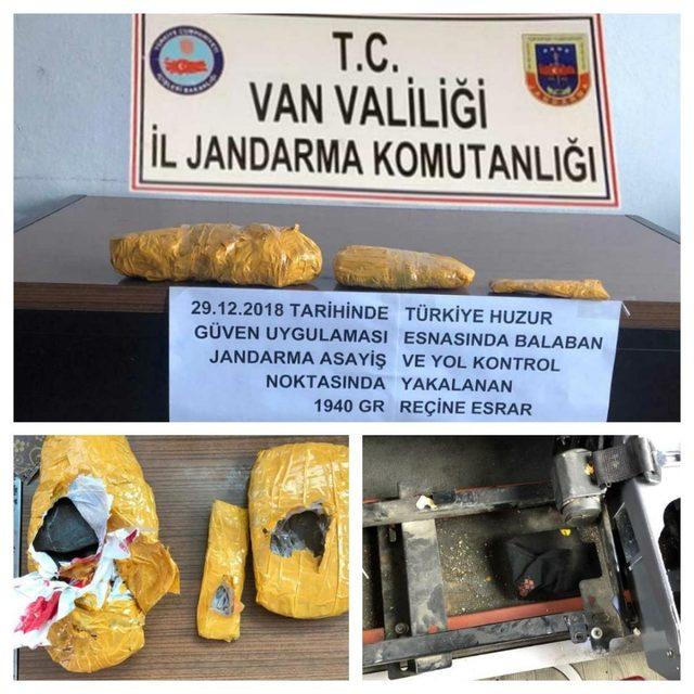 Van’da ’Türkiye Huzur Güven’ uygulamasında 1 kilo 940 gram reçine esrar ele geçirildi