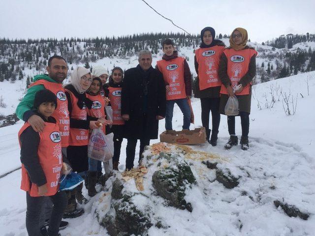 Bingöl’de hayvanlar için, doğaya yiyecek bırakıldı