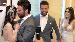 Sinan Akçıl ve Burcu Kıratlı evlendi! Dekolteyi görünce...