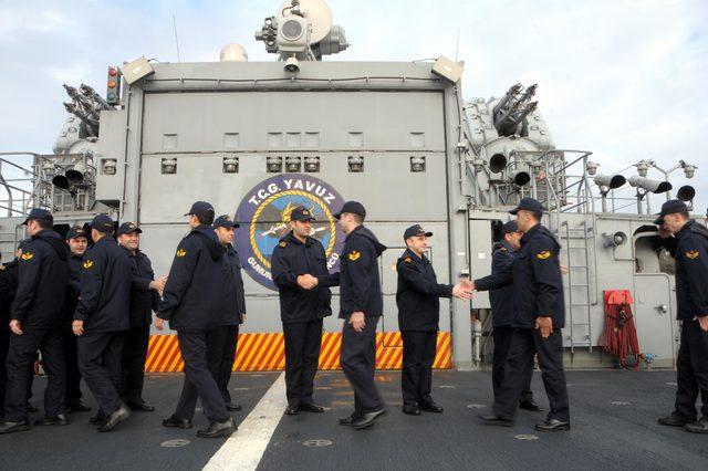 Deniz Kuvvetleri'nin caydırıcı gücü TCG Yavuz Fırkateyni'nde yeni yıl nöbeti