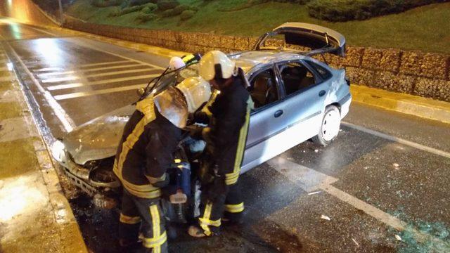 Takla atan otomobilin sürücüsü yaralandı