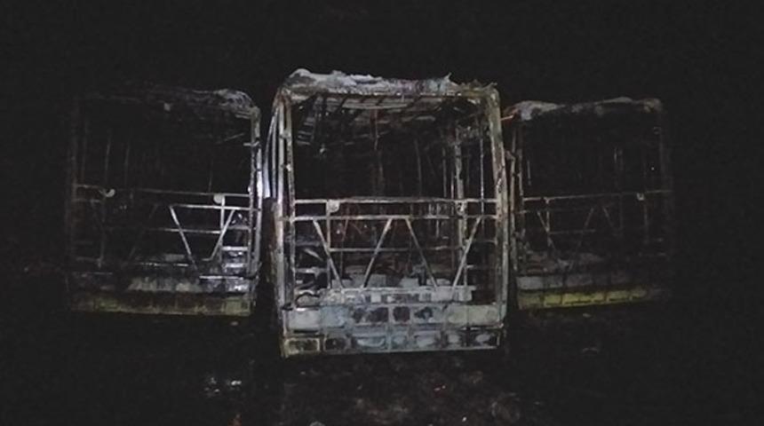 Park halindeki 3 halk otobüsü küle döndü!