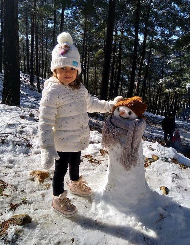 Milas’ın yüksek kesimleri beyaza büründü