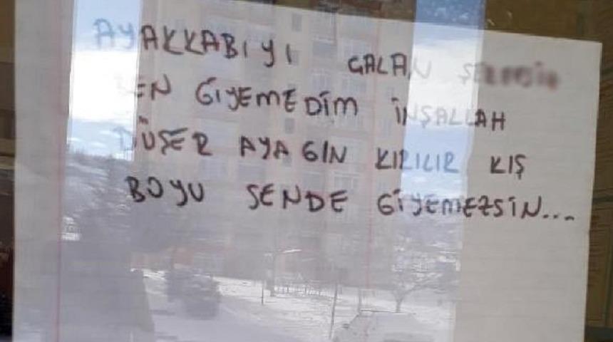 Ayakkabısını çalan hırsıza öyle bir not bıraktı ki!