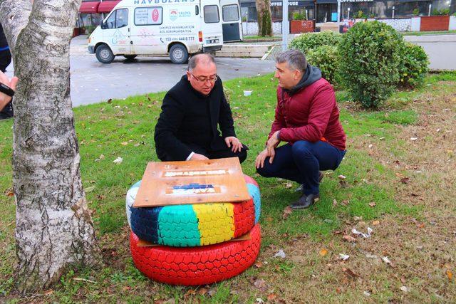 Yalova'da oto lastikleri, kedi evi oldu