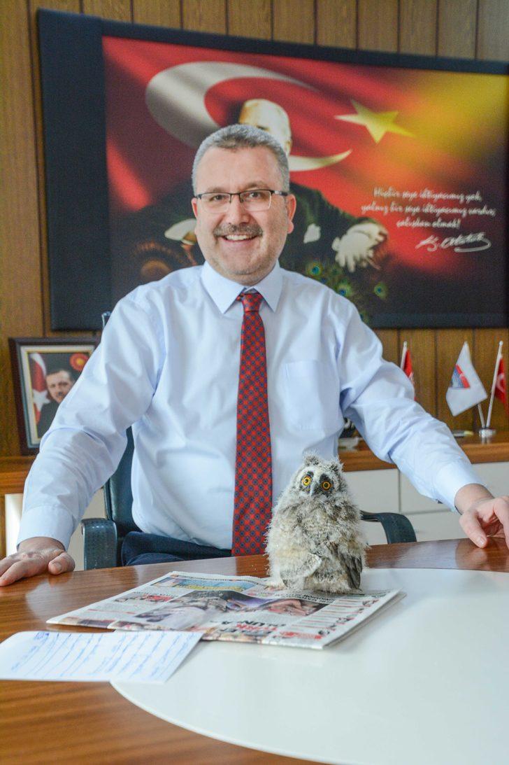 Belediye başkanı, baykuşu makamında ağırladı