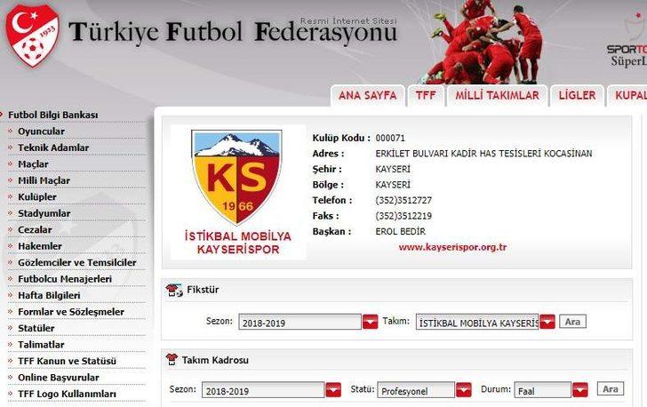 tff kayserispor un ismini guncelledi kayseri haberleri