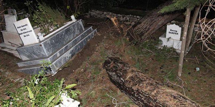 Kemer’de fırtına mezar taşlarını yerinden oynattı  G1