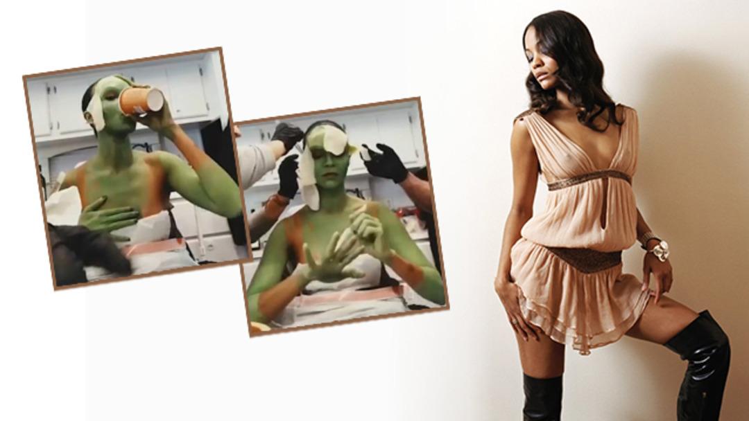 Zoe Saldana&rsquo;nın adım adım Gamora&rsquo;ya d&ouml;n&uuml;ş&uuml;m&uuml;