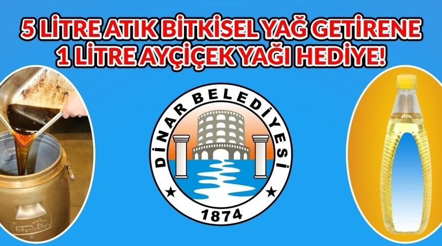 5 litre bitkisel atık yağ getirene 1 litre ay&ccedil;i&ccedil;ek yağı hediye